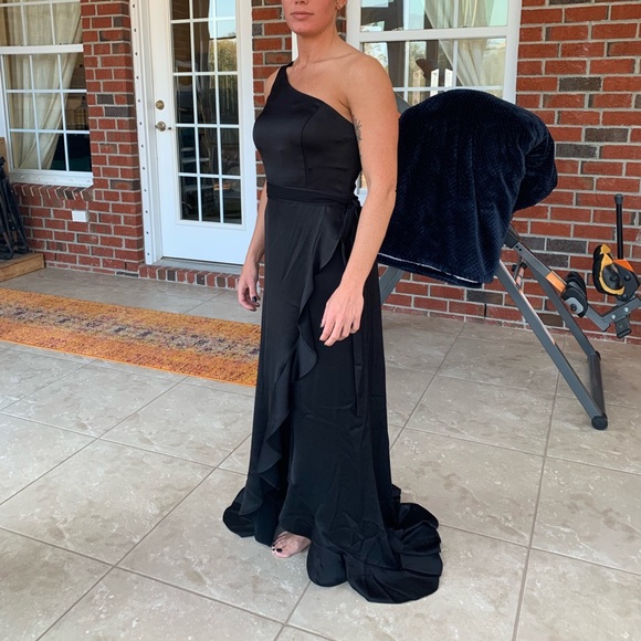 David's Bridal | Dresses | Davids Bridal One Shoulder Black Bridesmaid Dress  Size 4 | Poshmark